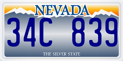 NV license plate 34C839