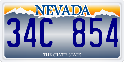 NV license plate 34C854