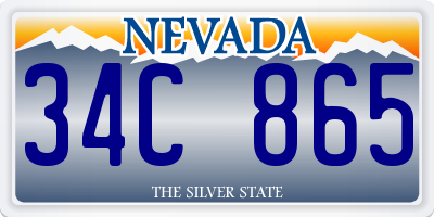 NV license plate 34C865