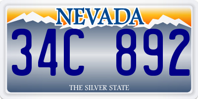 NV license plate 34C892