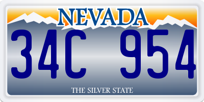 NV license plate 34C954