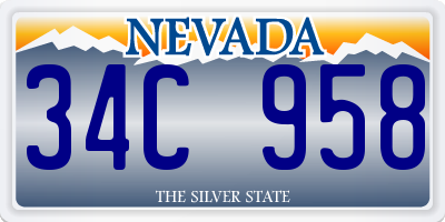 NV license plate 34C958