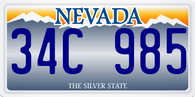 NV license plate 34C985