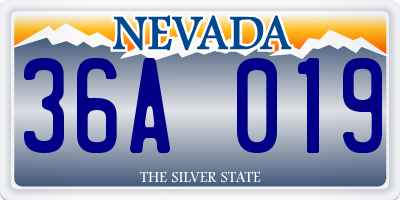 NV license plate 36A019