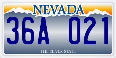 NV license plate 36A021