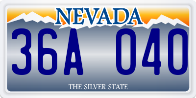 NV license plate 36A040