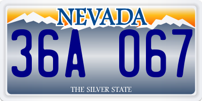 NV license plate 36A067