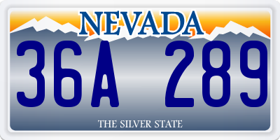 NV license plate 36A289