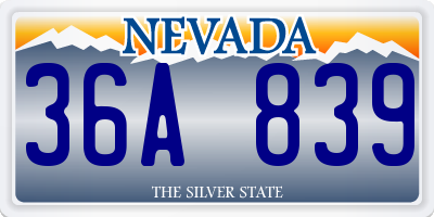 NV license plate 36A839