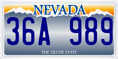 NV license plate 36A989