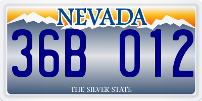 NV license plate 36B012