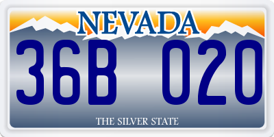 NV license plate 36B020