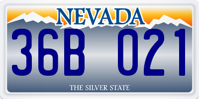 NV license plate 36B021