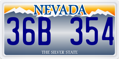 NV license plate 36B354