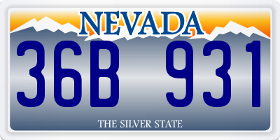 NV license plate 36B931