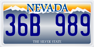 NV license plate 36B989