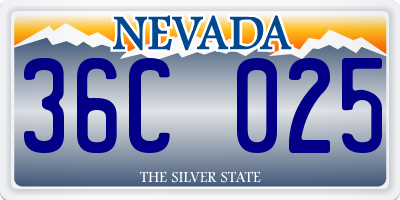 NV license plate 36C025