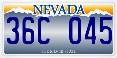 NV license plate 36C045