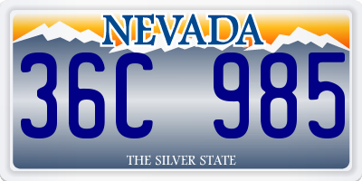 NV license plate 36C985