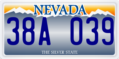NV license plate 38A039