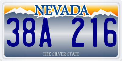 NV license plate 38A216