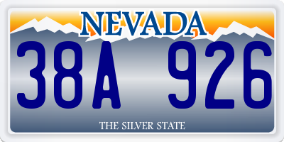 NV license plate 38A926