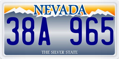 NV license plate 38A965