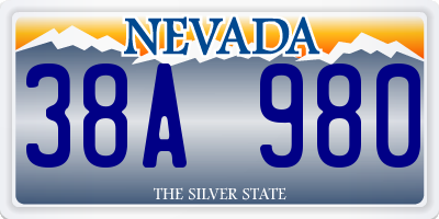 NV license plate 38A980