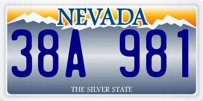 NV license plate 38A981