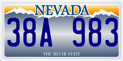 NV license plate 38A983