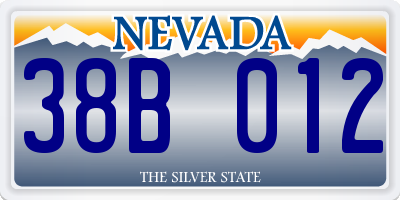 NV license plate 38B012
