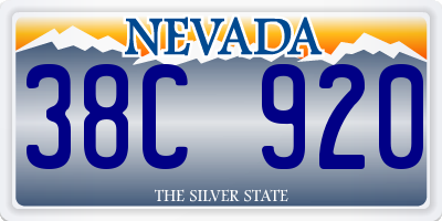 NV license plate 38C920