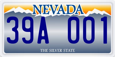 NV license plate 39A001