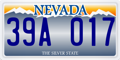 NV license plate 39A017