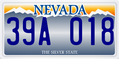 NV license plate 39A018
