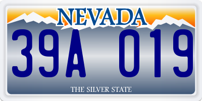 NV license plate 39A019