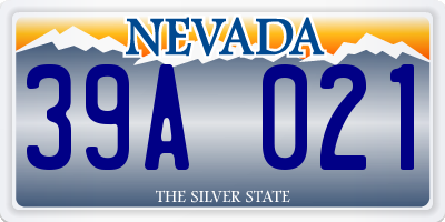 NV license plate 39A021