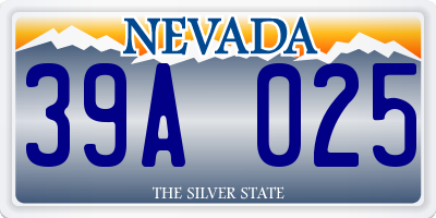 NV license plate 39A025