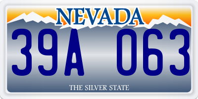 NV license plate 39A063
