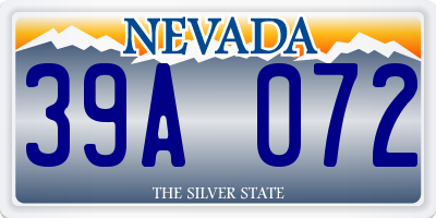 NV license plate 39A072