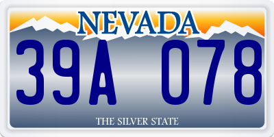 NV license plate 39A078