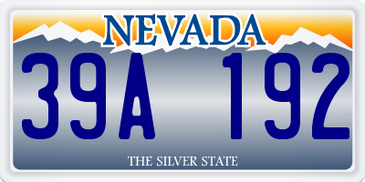 NV license plate 39A192