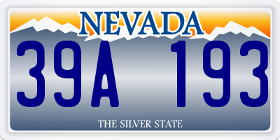 NV license plate 39A193