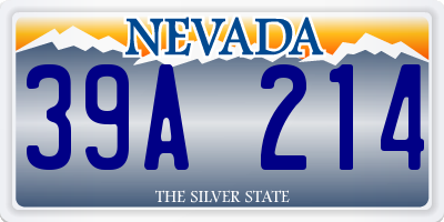 NV license plate 39A214