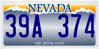 NV license plate 39A374