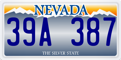 NV license plate 39A387