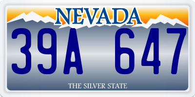 NV license plate 39A647