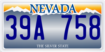 NV license plate 39A758