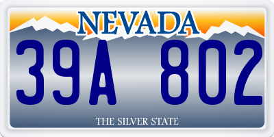 NV license plate 39A802