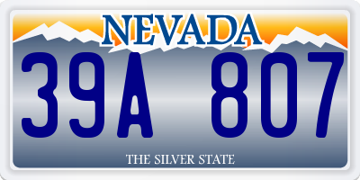 NV license plate 39A807